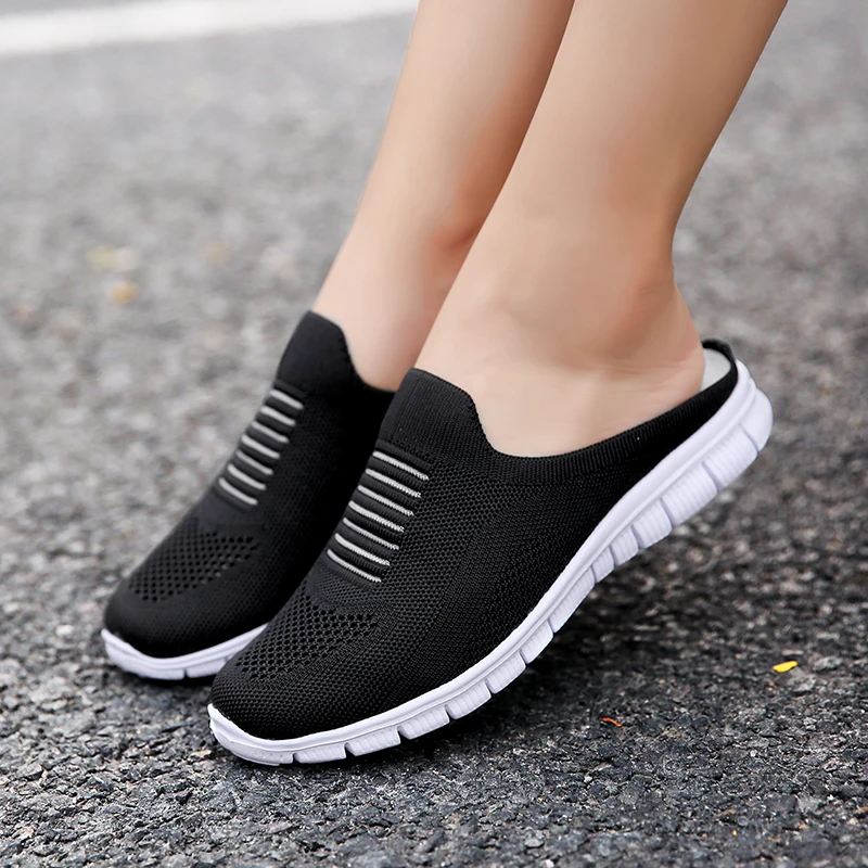 2021 Women Sandals Summer Shoes Half Slippers Flip Flops Mesh Breathable Shoes Sandals Clogs Shoes Woman Platform Mule Shoes 42