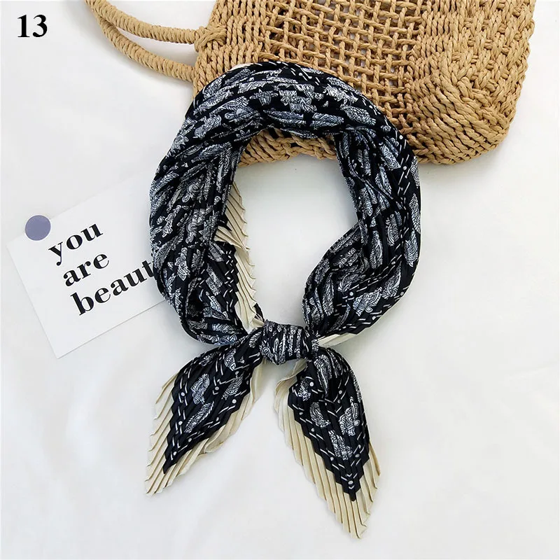 

Korean Small Pleated Scarf Long Ribbon French Headband Turban Silk Scarves Korean Silk Scarf Four Seasons Sweet Printing Fashion