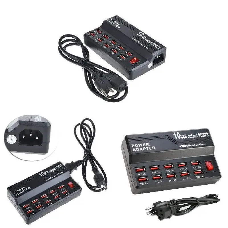 

Multi Port Charger 10 USB Port 12A Power 60W Quick Charge Station AC Adapter Multi Port Charger USB Electronic Products SP99