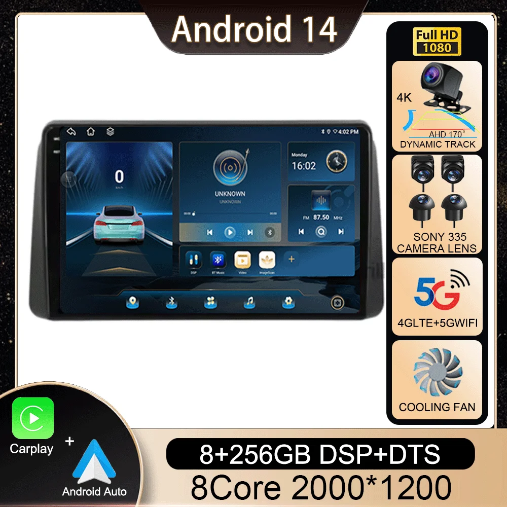 Автомобильный радиоприемник Android 14 для Chrysler Grand Voyager 5 2011-2015 Dodge Caravan 2008-2020