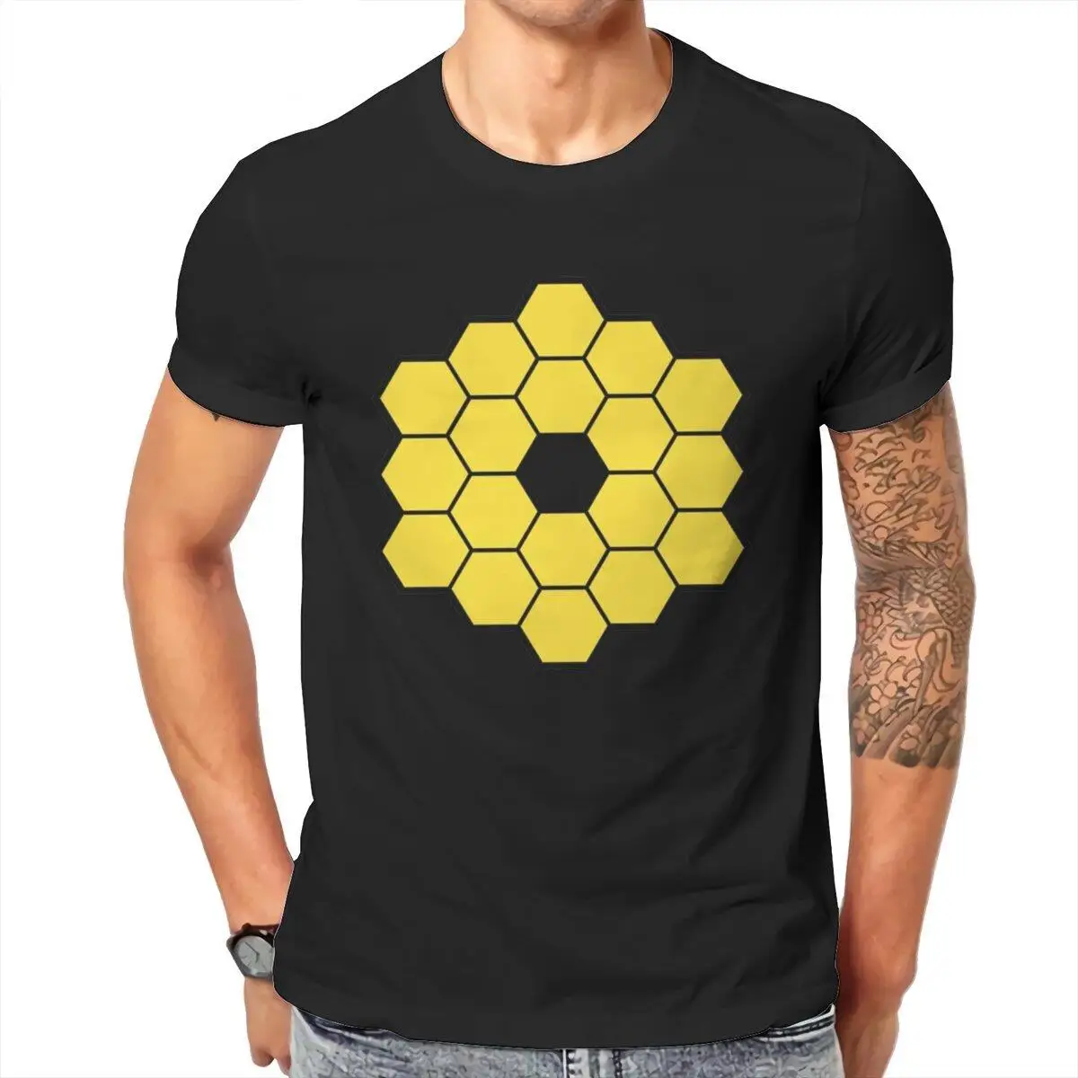 JWST James Webb Space Telescope  T Shirts Men's  100% Cotton Hipster T-Shirt Crew Neck  Tee Shirt Short Sleeve Clothes Plus Size