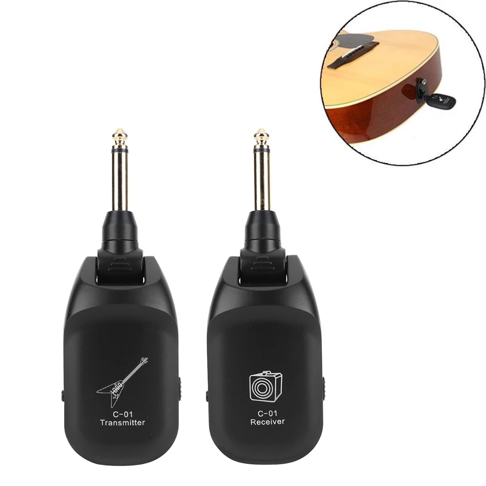 

C01 UHF Wireless System USB Rechargeable Wireless Guitar Pickup Audio Transmitter Receiver for Electric Guitar Bass Violin