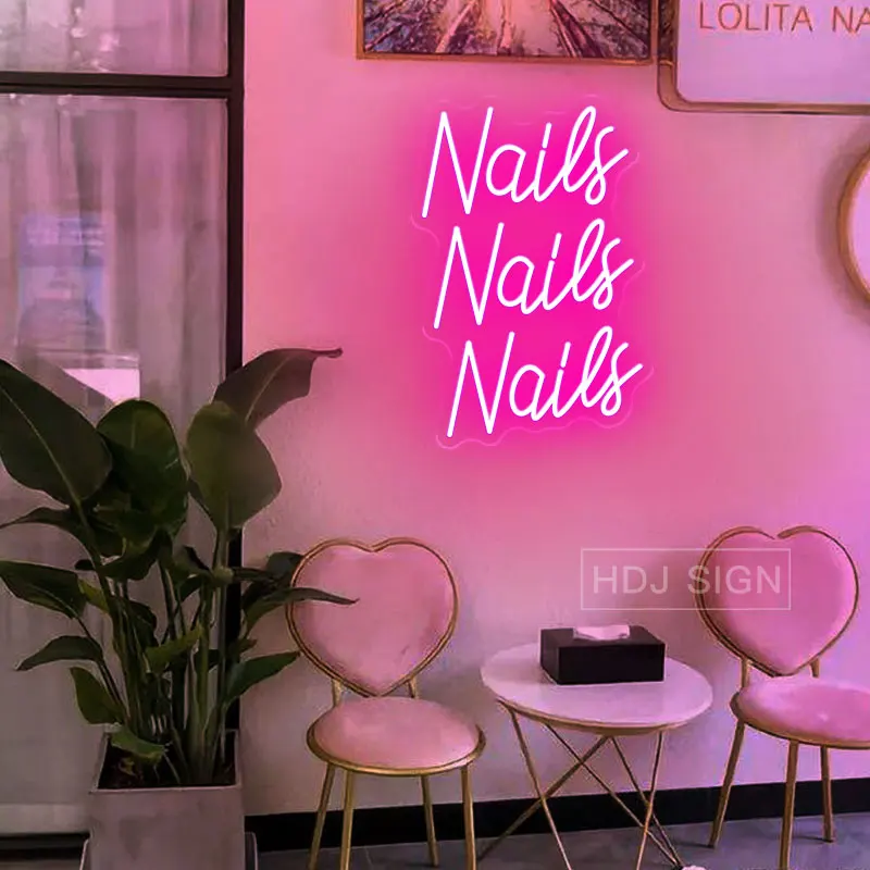 Custom Nail Salon Neon Sign for Business Nails Room Neon Lights Beauty Salon Room Decoration Shop Logo Nails Neons Sign Gift