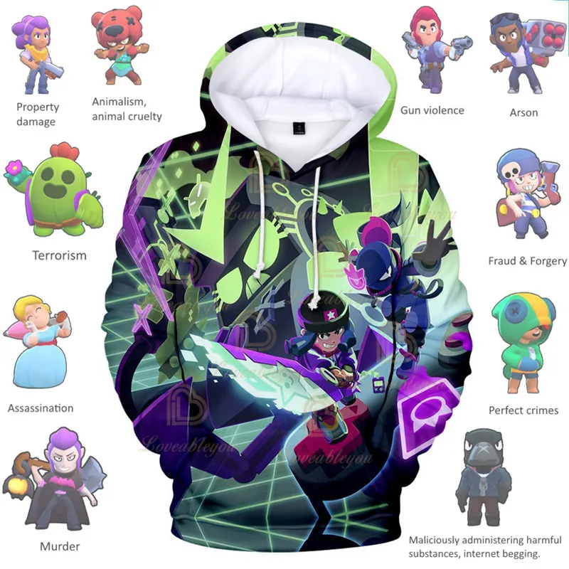

HEROINE BIBI Tara Browlingss Boys Girls 3D Hoodie Sweatshirt Stars, Kids Shoot Game Cute Cartoon Clothing Birthday Gift
