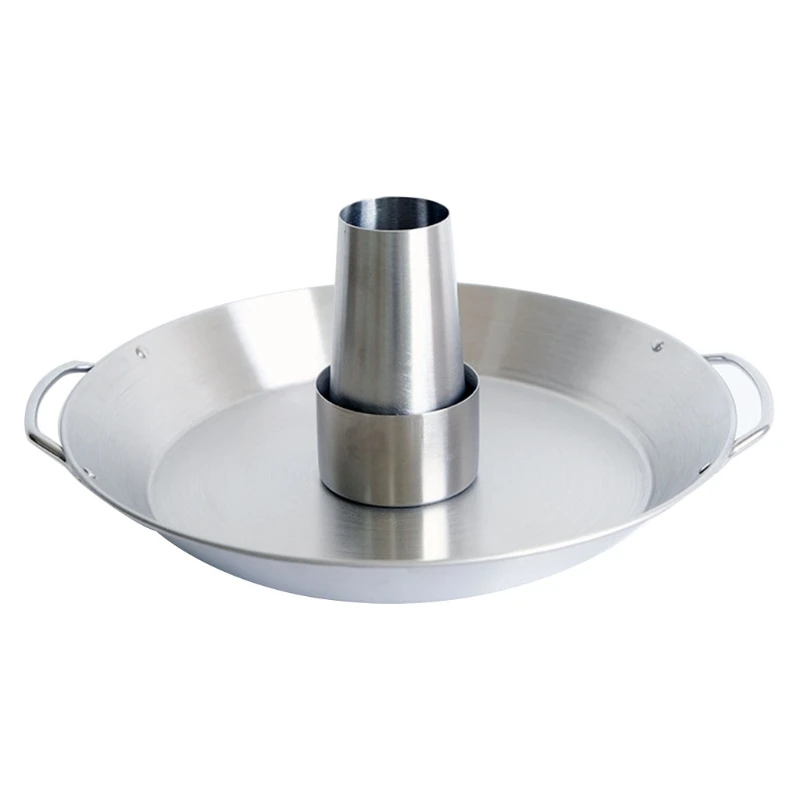 

Round Roast Chicken Pan with Double Handles Turkey Grill Barbecue Bracket Portable Stainless Steel BBQ Holder Tool Kits 367A