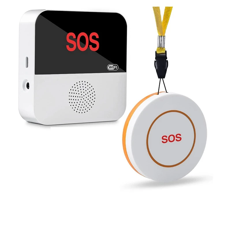 

Беспроводной пейджер для ухода, система оповещения о жизни с управлением через приложение для пожилых людей, Wi-Fi соединение, 1 приемник, 1 кнопка вызова SOS