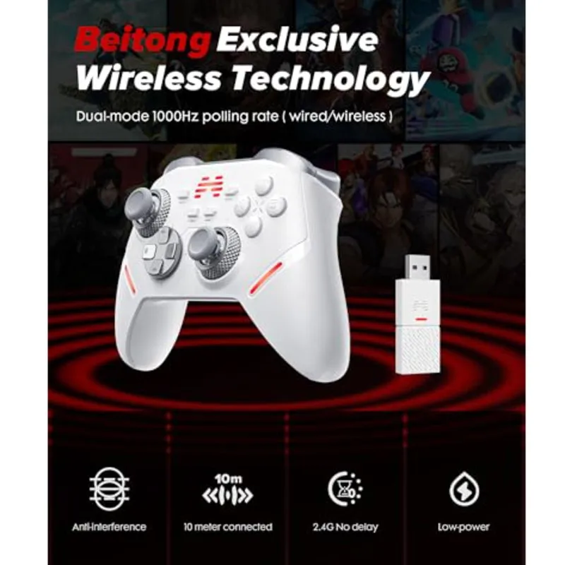 Фото Беспроводной игровой контроллер BEITONG KP40 для ПК с технологией Bluetooth и джойстиком TMR 2.4G №3