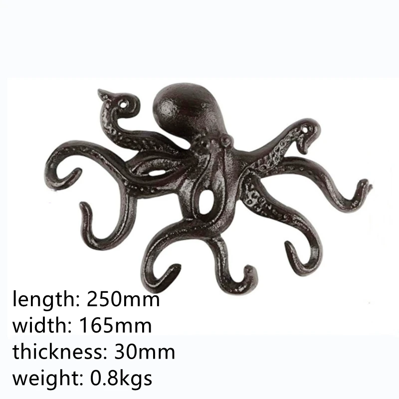 

LCH Средиземноморский Винтажный стиль Железный художественный Осьминог в форме Совы дверная ручка Натяжной крючок для ткани уличный крючок древний