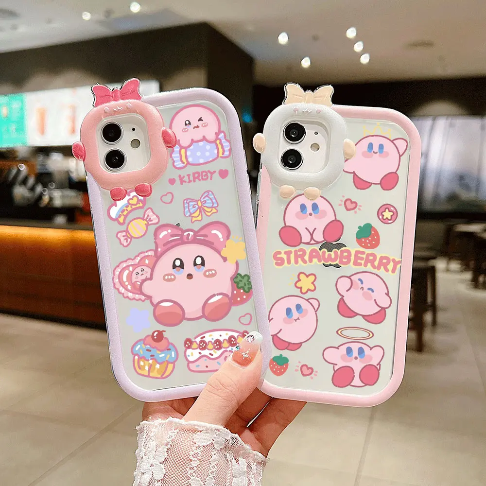

Cute Cartoon Kirbies Phone Case For iphone 14 13 12 11 Pro Max X XS XR 7 8 Plus SE 2020 Soft Silicone Transparent Monster Cover
