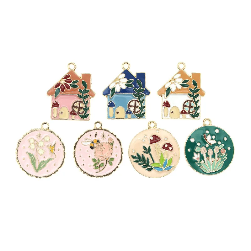 10 шт. круглые подвески в виде пчелы бабочки стрекозы грибов