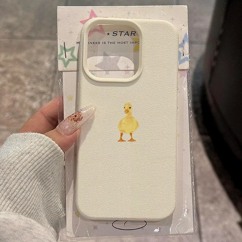Фото Милый простой чехол для телефона с маленькой желтой уточкой для iPhone 17 Air 16 16e 15 14 13 12 11 Pro Max, защитный чехол от отпечатков пальцев №2