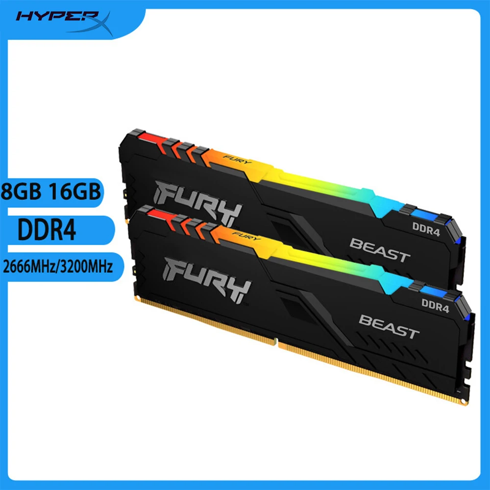 

HyperX BEAST RGB Gaming Memory 3200MHz 2666MHz RAM DIMM XMP 16GB 8GB PC4-21300 PC4-25600 1.2V 288Pin Ram DDR4 for Desktop Memory