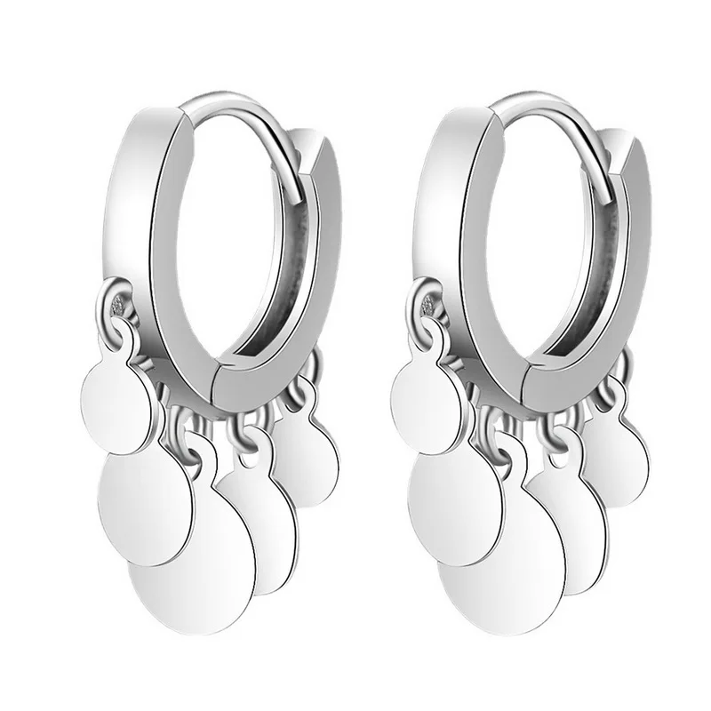 

High Quality Earrings Copper Hoop With Silvery Discs Balls Pendant Delicate Jewelry for Women Girls Gifts Party Bride In Wedding