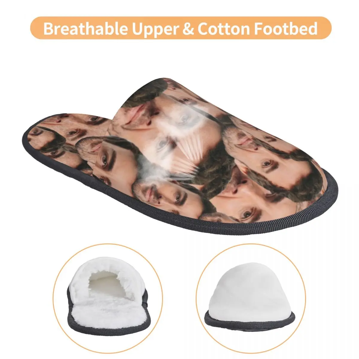 Женские домашние тапочки с принтом на заказ уютные теплые пушистые из пены