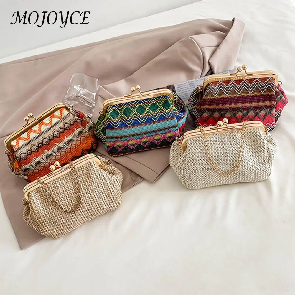 

Exquisite Women Top-Handle Bags Solid Color Straw Bucket Bag Pouch Fashion Women Daily Travel Shopping Handbags
