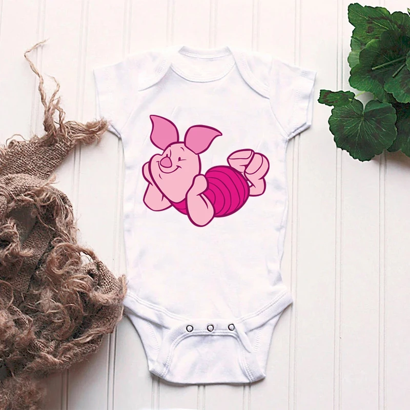 

Summer Newborn Baby Bodysuit Baby Graphic Disney Hot Selling Baby Onesie Piglet Print 0-24M Fashion Unisex Romper Cute Jumpsuit