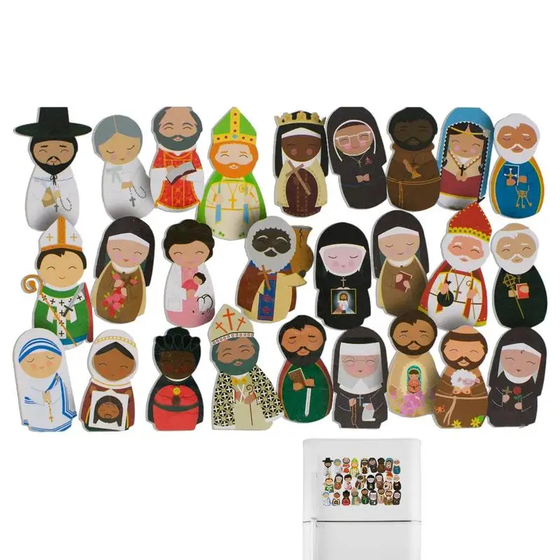 

Catholic Saints Magnets Cute Saint Characters Wooden Fridge Magnets Travel Souvenir Home Decor Creative Gift For Kids