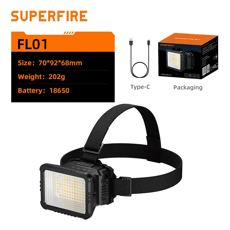SUPERFIRE FL01 налобный фонарь белый/желтый
