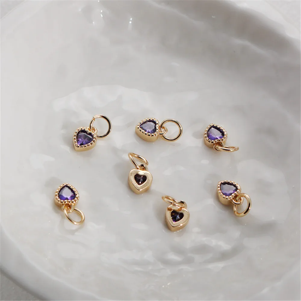 

Разноцветная подвеска в форме сердца из циркона, 14 к золота, 5 мм, аксессуары для браслетов и ожерелий, ручная работа, ювелирные изделия «сдел...