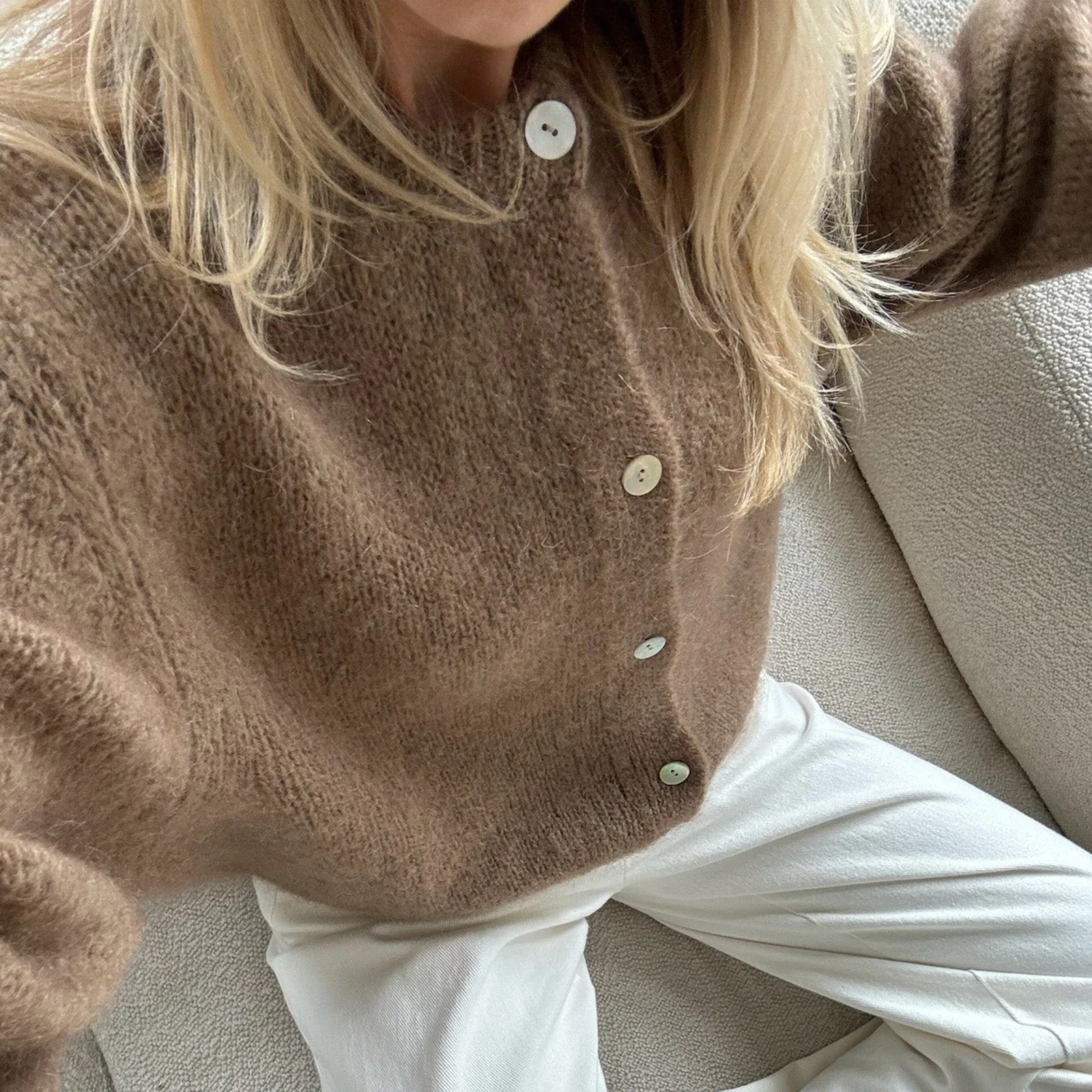 hirigin Autumn Casual Solid Knitted Cardigan Women O-neck Long Sleeve Single Breasted y2k Sweaters 90s Lady Loose Lazy Knitwear