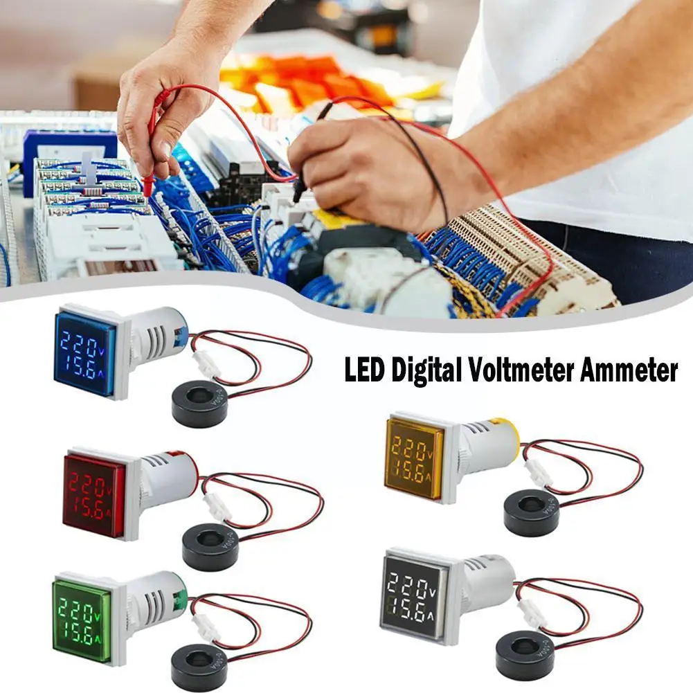 

22mm AC 20-500V 0-100A Amp Mini Digital Voltmeter Ammeter Tester Amp Volt LED Detector Indicator Car Dual F7V5