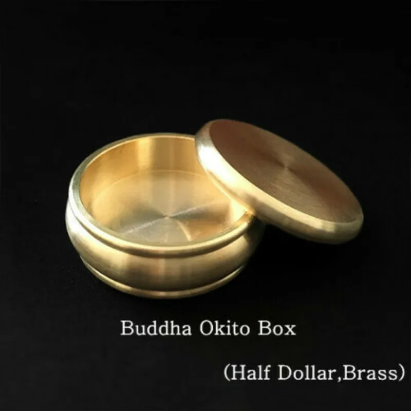 Buddha Okito Box (Half Dollar,Brass) Coin Magic Tricks Illusions Close up Magic Gimmick Props Magician Coin Appearing Penetrate