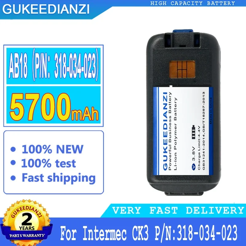 

AB18 (P/N 318-034-023) 5700mAh High Capacity Battery For Intermec CK3C1 CK3 CK3X CK3R CK3A1 P/N 318-034-023 Batteries