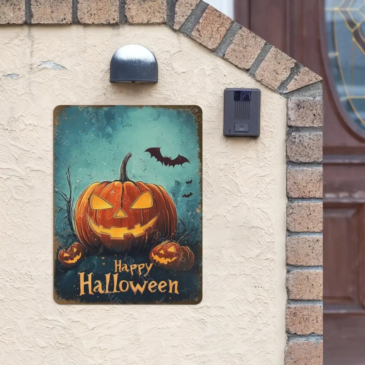 Vntge Hoween Tn Sgn Rustc Pumpkn Jck O Lntern Metl Wll Декор для дома Ktchen Porch Grden ndoor nd Outdoor Hlloween Decorto