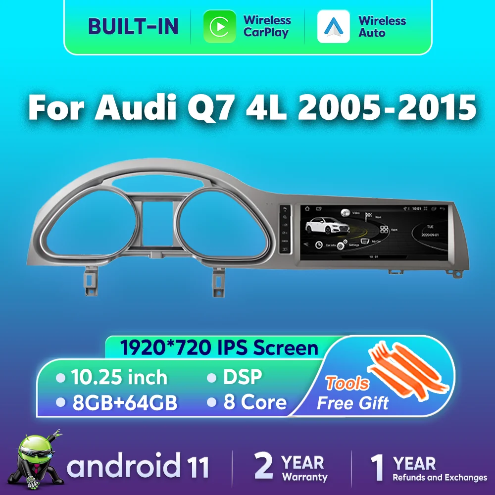 

Автомобильный экран с проигрывателем Android 11 для Audi Q7 4L 2005-2015 MMI 2G 3G GPS Navi Мультимедиа Стерео 8 + 64 Гб RAM WIFI 4G Google Carplay