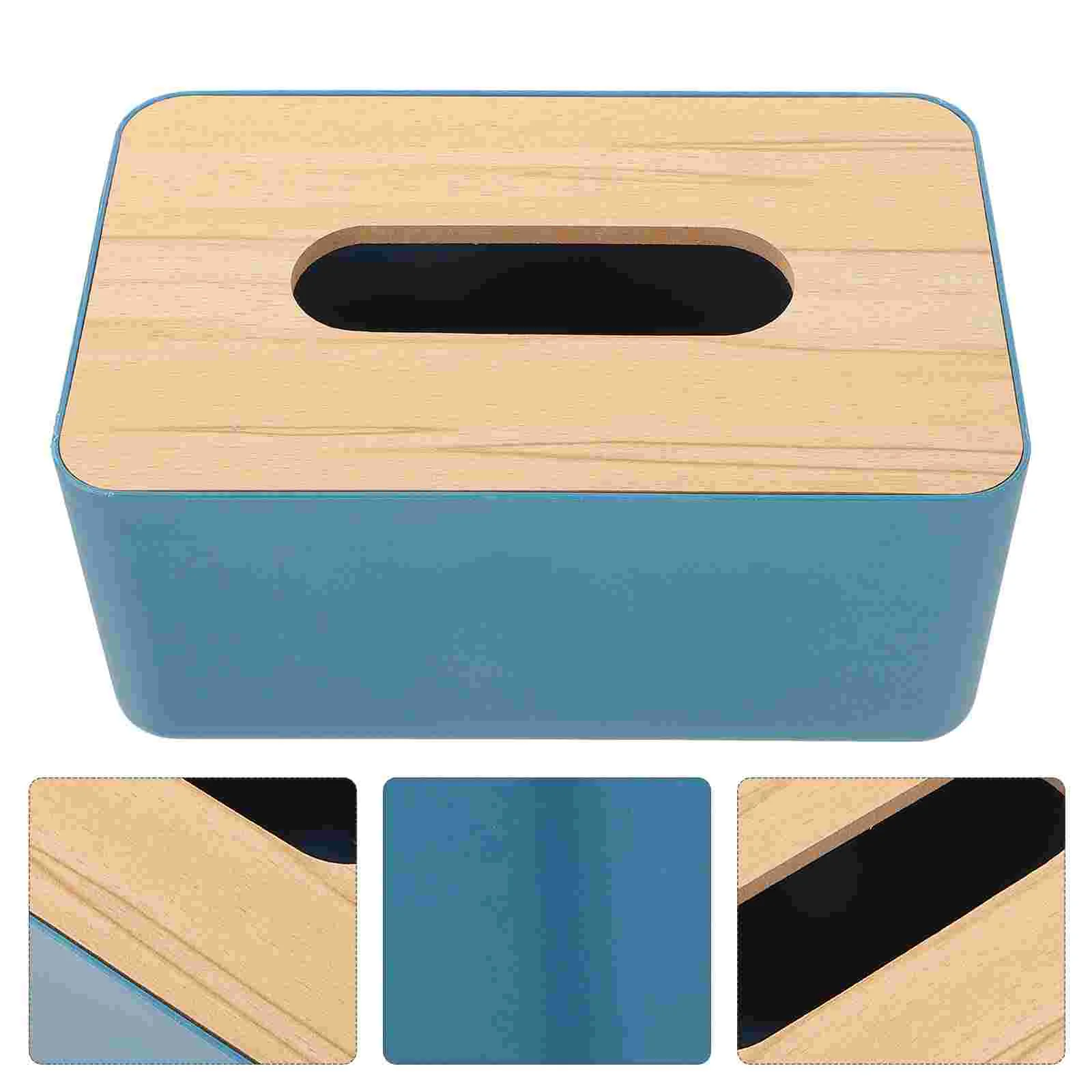 

Tissue Box Holder Paper Wooden Lid Office Desktop Decor Facial Plastic Simple Napkin
