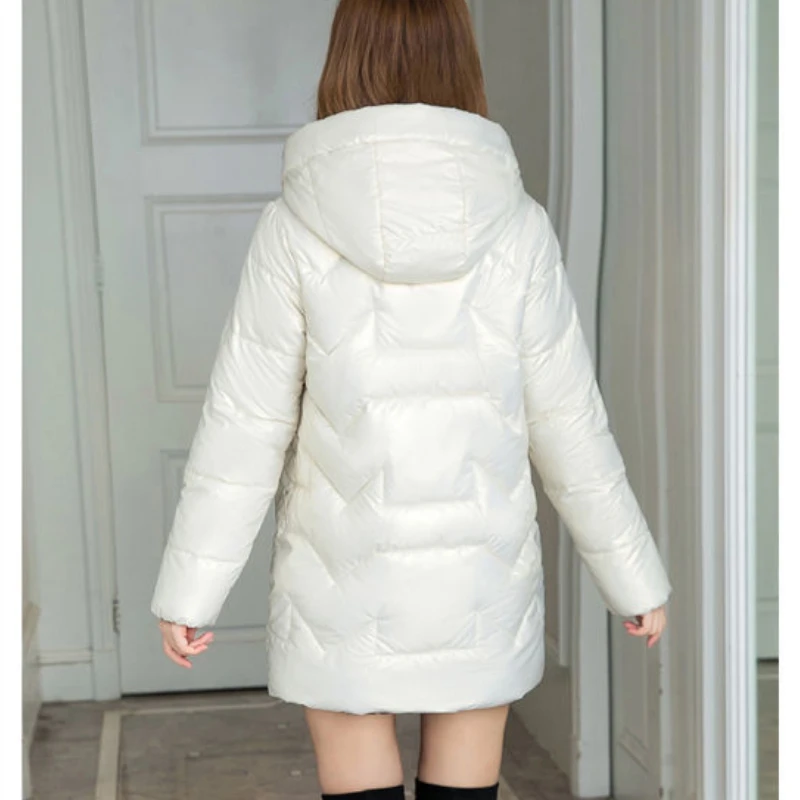 Women's Winter Coat Hooded Shiny Padded Jacket Warmth Jacket Korean Fashion Free Shipping Wholesale Plus Size Loose New
