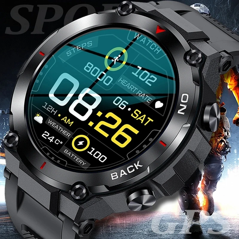 

2022 NEW GPS Smart Watch Men Military 5ATM Waterproof Long Battery Life Tactical SmartWatch Blood Oxygen for Samsung iPhone