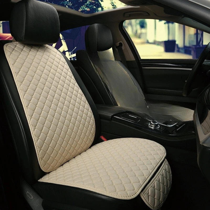 

Чехол для автомобильного кресла из льна, мягкие дышащие Чехлы с нескользящей защитой