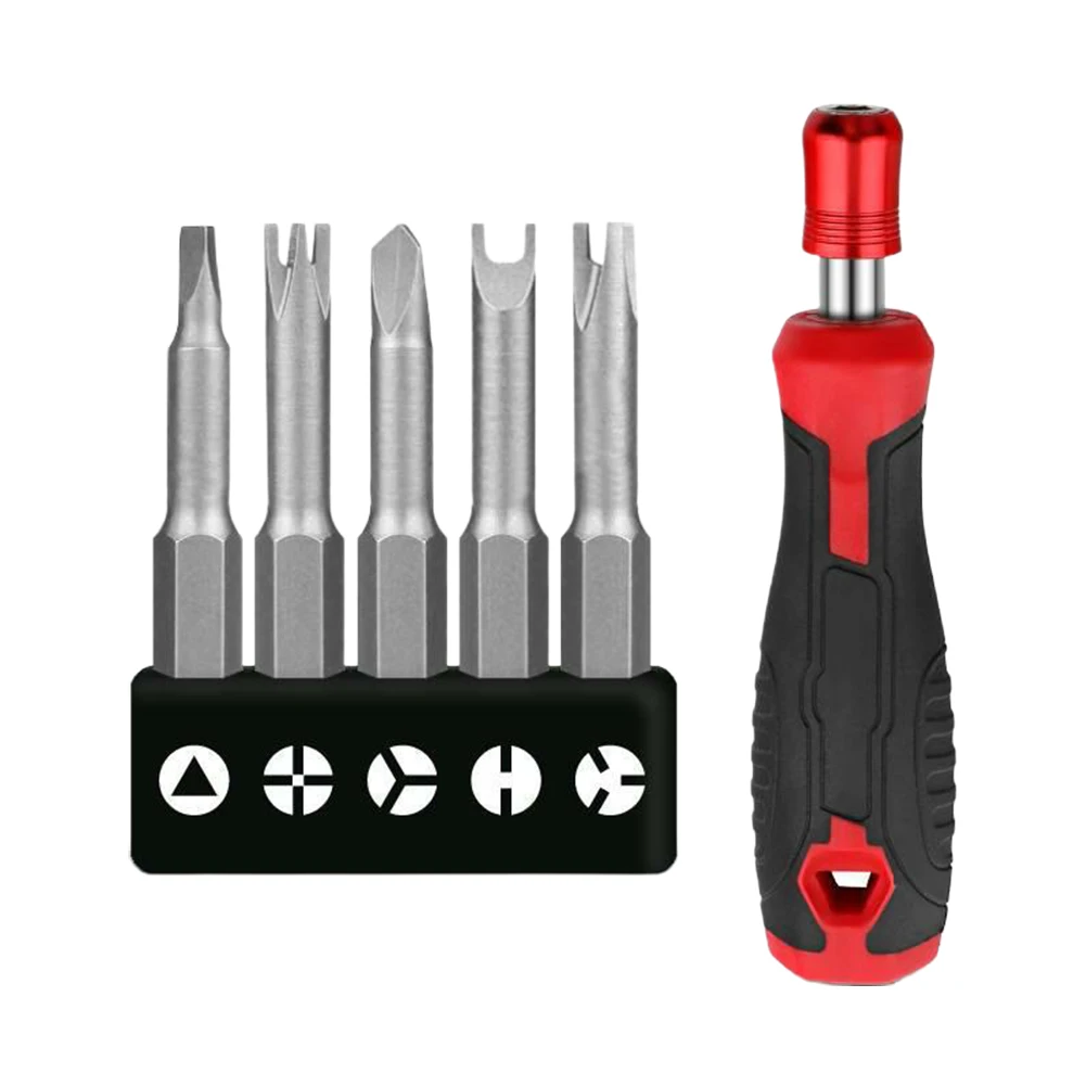 

6pcs Screwdriver Bit With Handle Cross Anti Slip For Socket Wrench Anti-corrosion Wear-resistant High Hardness Hand Tools