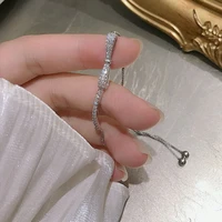 925 sterling silver bowknot bracelet for women shiny zircon tennis bracelet wedding party jewelry gifts charm bracelet wholesale