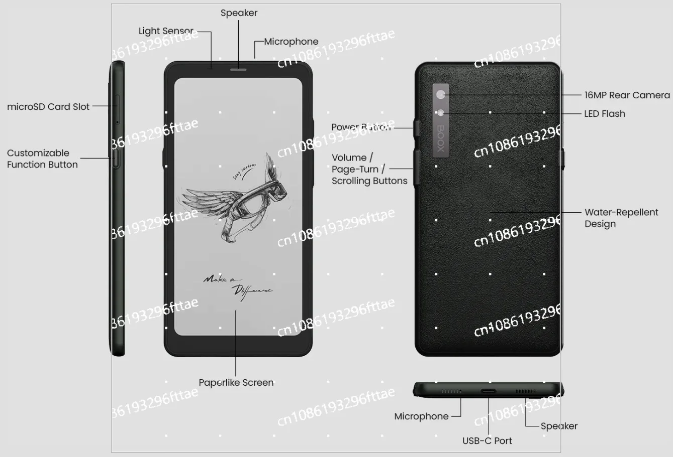 6 13-дюймовый портативный считыватель электронных книг с чернильным экраном 128G