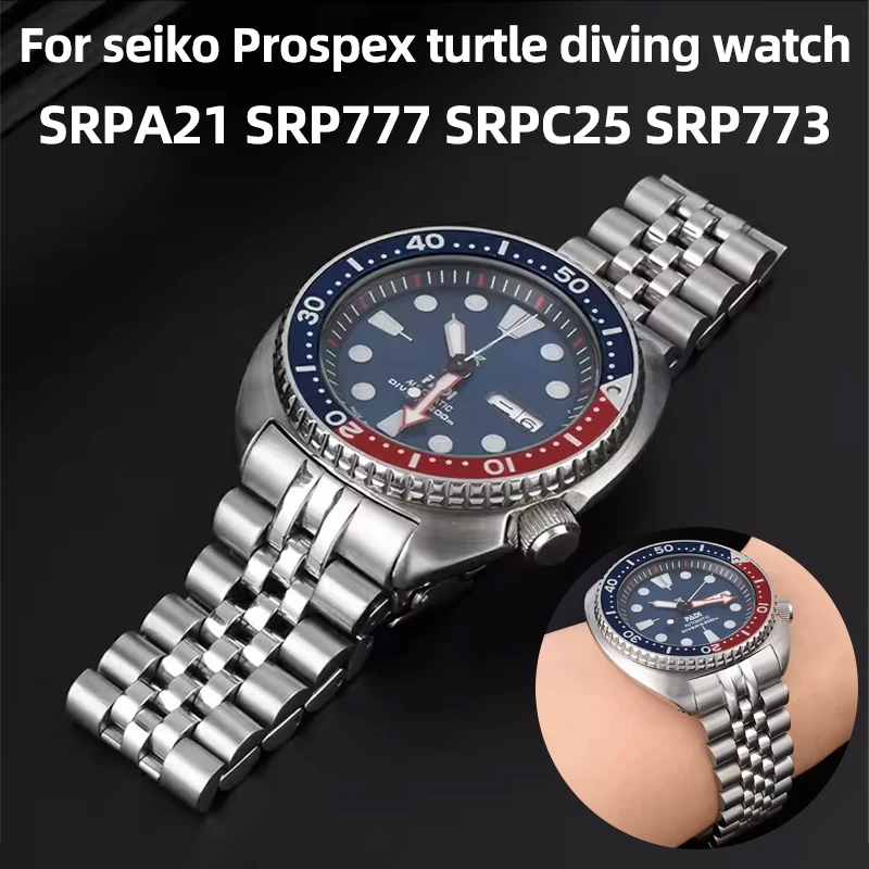 Фото Ремешок для часов из нержавеющей стали для Seiko Abalone Series Turtles Prospex SRPA21 SRP777 SRPC25 SRP773 SRP775 SRP779, браслет 22 мм №1