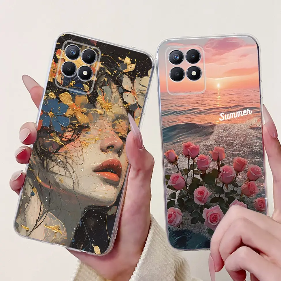 Фото Прозрачный чехол для Realme 8i, чехол RMX3151, роскошный чехол с бабочкой и цветами любви, крутой окрашенный чехол для телефона Realme Narzo 50 RMX 3286, чехол №3