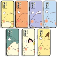 pokemon pikachu phone case for xiaomi redmi note 10 10s 10t 10promax 11 11s 11t 11e lite pro 5g 4g black luxury silicone back