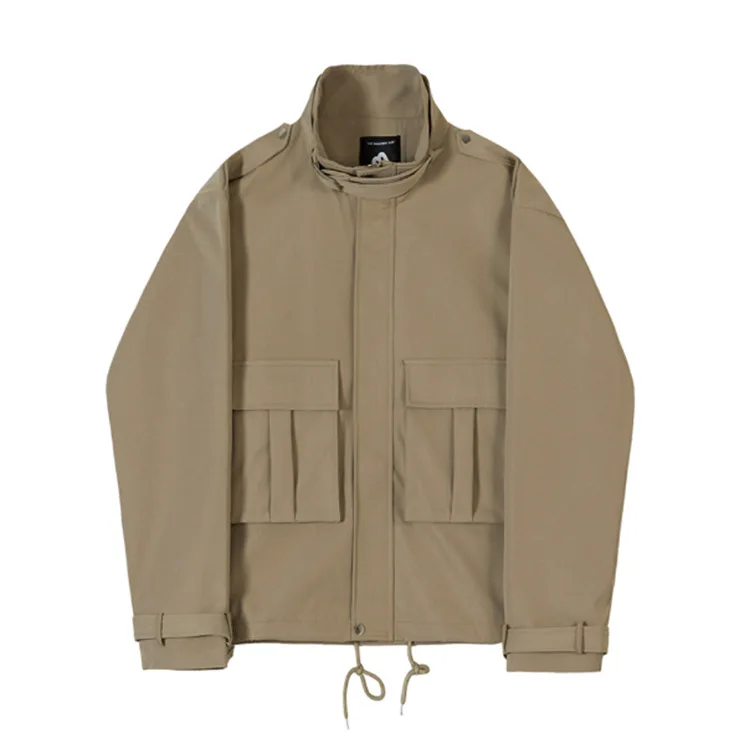

Мужское пальто, новинка весны 2022, Корейская версия, свободная трендовая винтажная Рабочая куртка с имитацией двух частей и лацканами