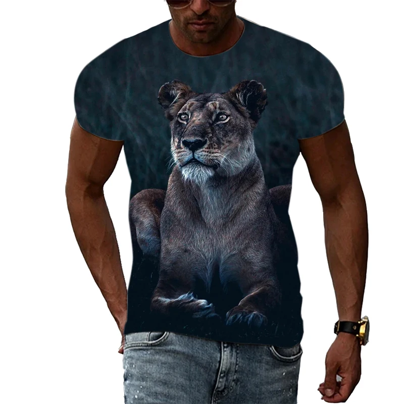 

Summer Fashion New King Of The Jungle Lion graphic t shirts For Men 3D Personality Creative Trend Animal Pattern Print T-shirts