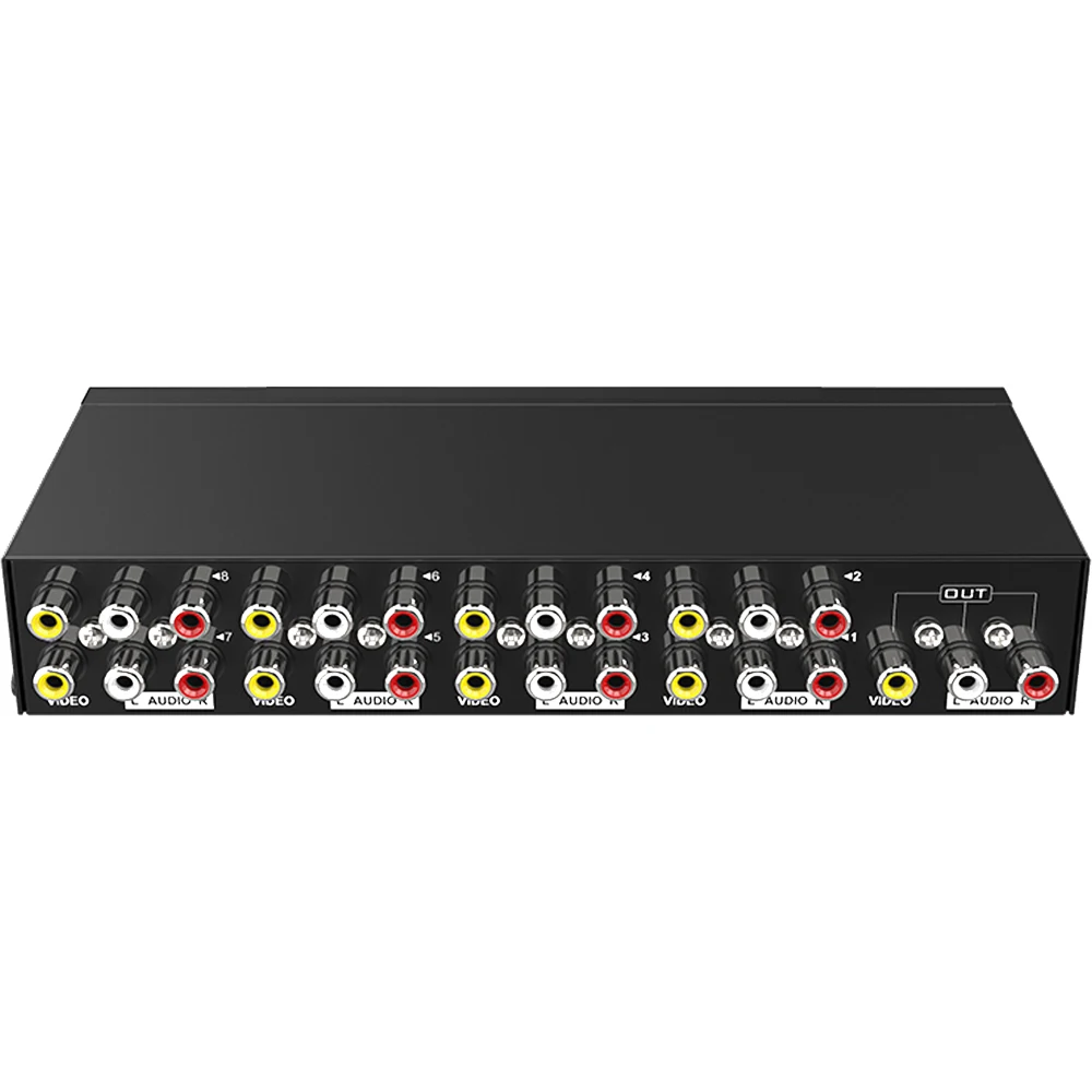 8 Way RCA Switch Composite AV Switcher Box with Selector Support Multi Video Port Input