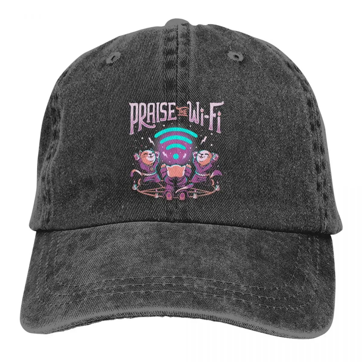 

Pure Color Dad Hats Praise The Wifi Evil Worship Cats Women's Hat Sun Visor Baseball Caps Baphomet Satan Lucifer Peaked Cap