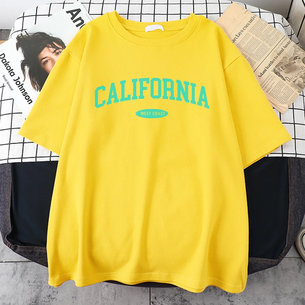 

California West Coast Letter Male Tshirt Summer Basic T Shirt Casual Simplicity Short Sleeve Breathable Harajuku Tee Shirts