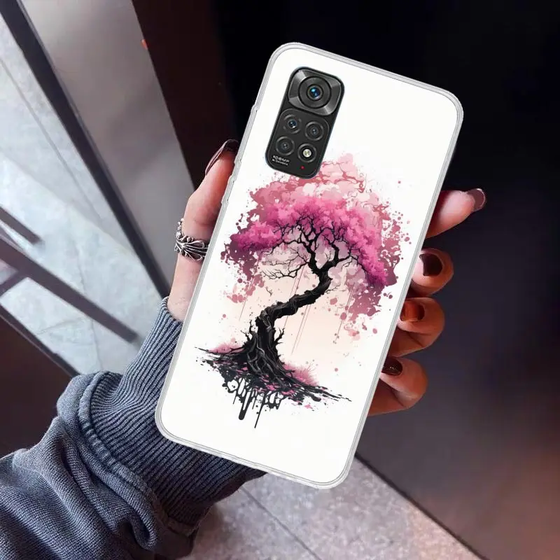 Cherry Blossom Tree Phone Case for Xiaomi Redmi Note 13 12S 12 11S 11 11E 11T 10S 10 Pro Plus 9 9S 8 8T 7 5G Soft Cover Fundas