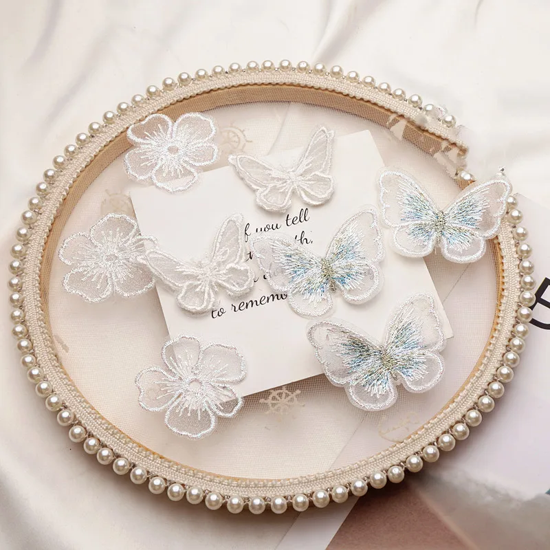 

10PCS White Lace Embroidery Butterfly Patches for Clothes Hair Accessories Patch Wedding Garment Applique DIY Handmade Material