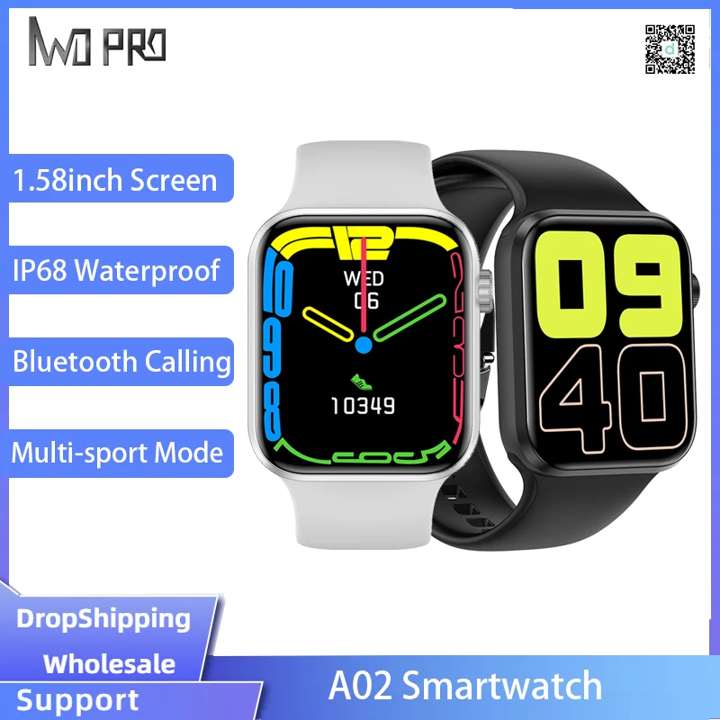 

Iwo 2022 A02 Smartwatch for Women 1.58Inch Screen Ip68 Waterproof Women Smartwatch Men Heart Rate Monitor Fitness Bracelet
