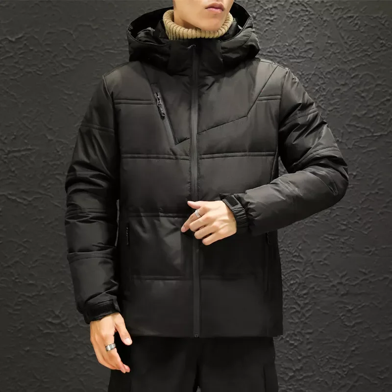 Male Windbreaker Parkas Coat Men's Clothing White Duck Down Parkas Men Thicken Warm Hooded Zipper Jackets