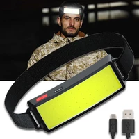 cob headlamp flashlight usb rechargeable head light with built in battery head lamp running camping work torch