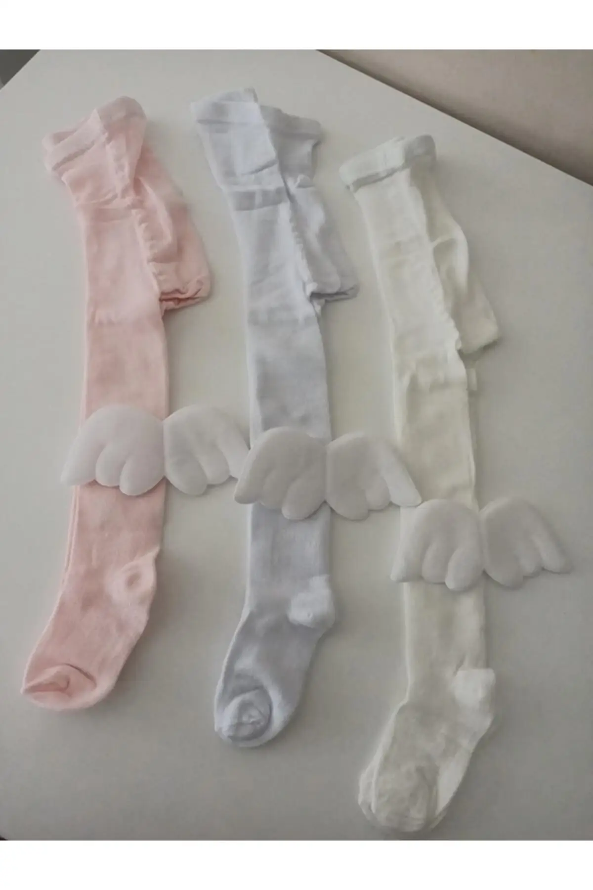 

3-piece baby girl cotton pantyhose angel winged pantyhose with 3-piece socks white underwear